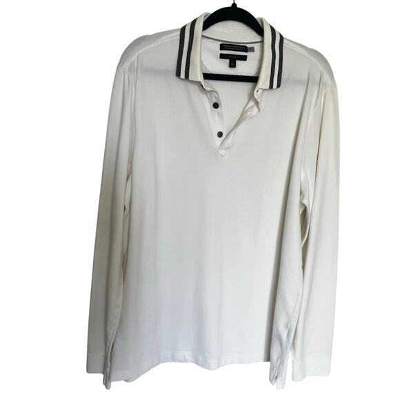 Banana Republic Men's Performance Pique Polo - White/Black - L NWOT - Picture 1 of 9